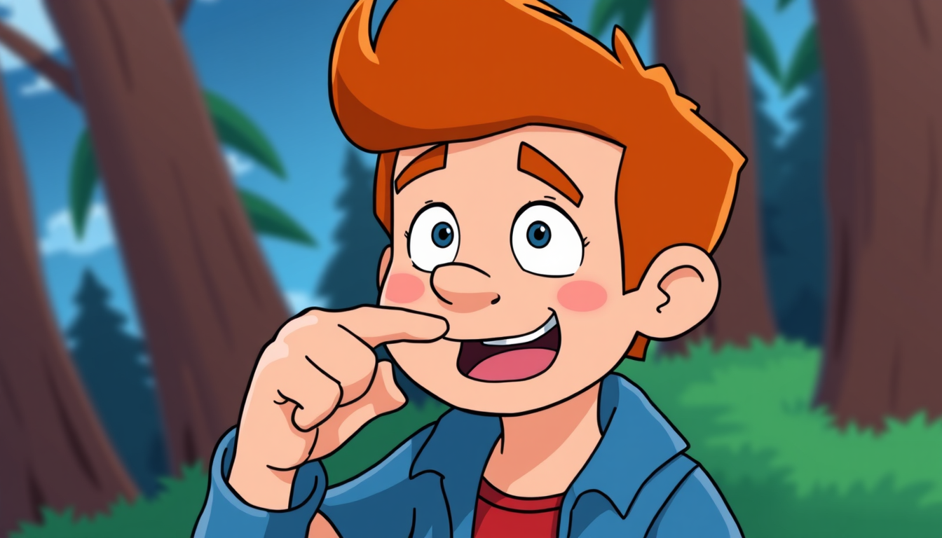 Main art studio: Dipper Pines from Gravity Falls with finger your lips and snap your fingers.