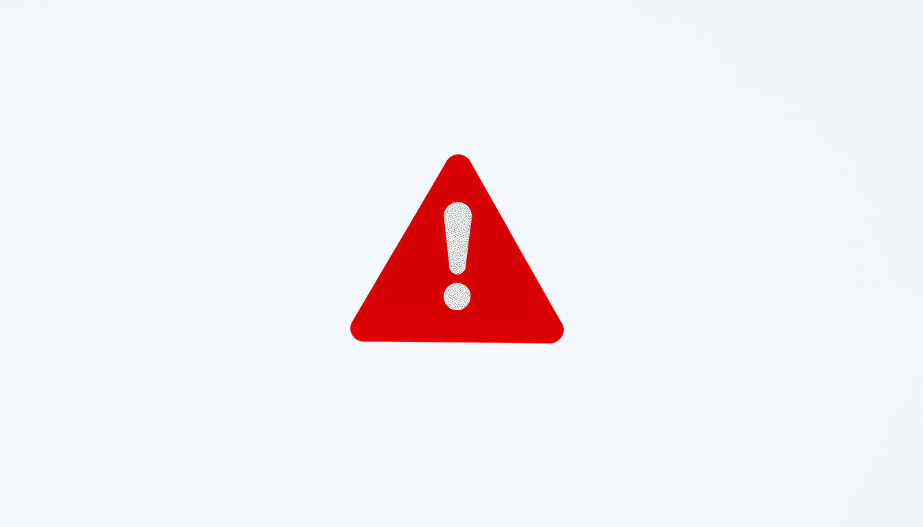 Main art studio: fake email, red warning symbol, white backgroud