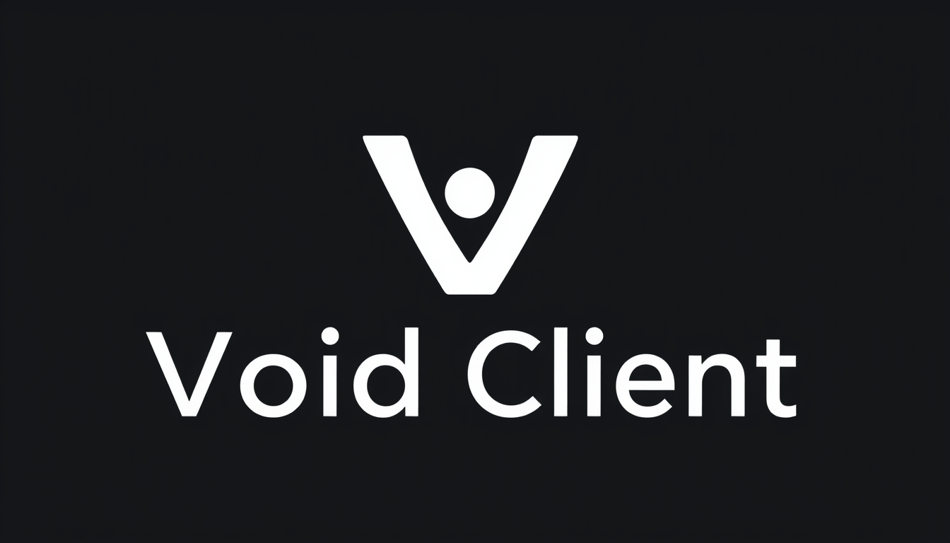 Logo idea: logo design, clean minimal mark, bold simple shapes, balanced composition, baue mir ein logo für eine software namens void client halte dich streng an