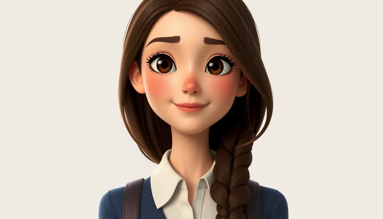 Characters idea: an original character defined by silhouette, role, outfit, palette, and expression, deliberate composition, Estelle Laurent, an 18-year-old university