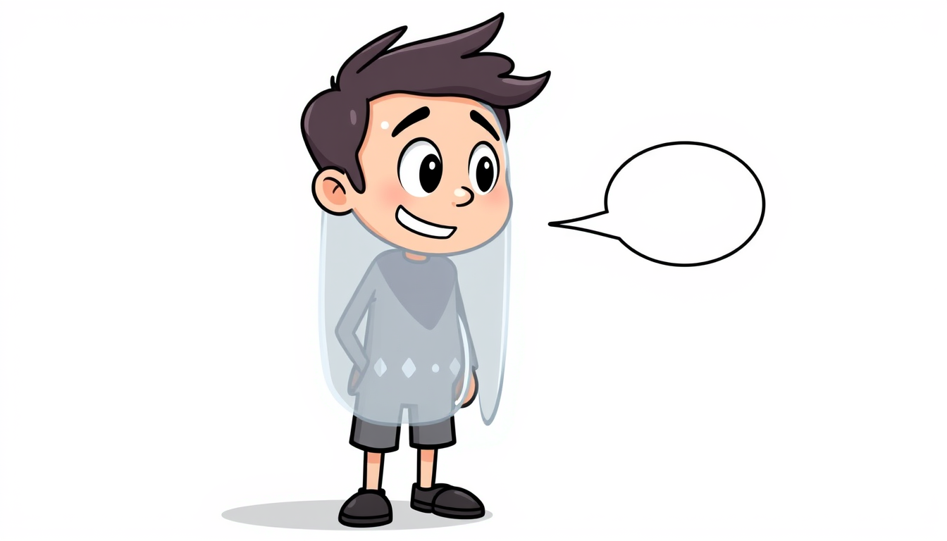 Main art studio: aerogel material cartoon character talking with no speech bubble no background