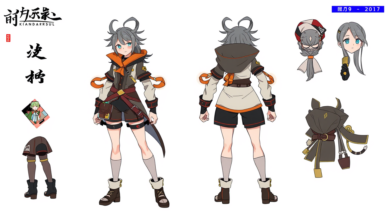 Character idea created from the prompt: original character design, detailed outfit and accessories, expressive personality, 銀色の鎧と青く光る目を持つ凛とした女戦士 , character concept art illustratio