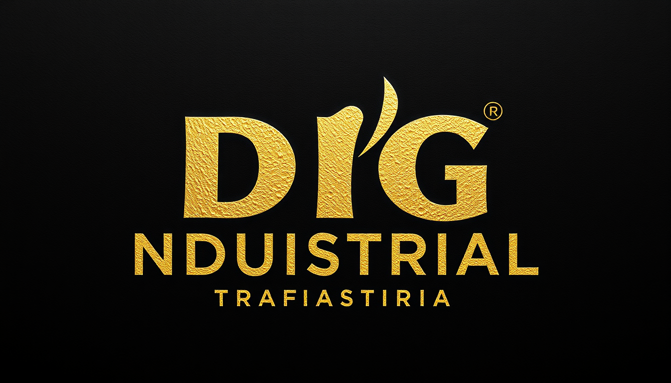Main art studio: creame una imagen de un logo que diga industrias alimentarias fondo negro con letras de color dorado en español