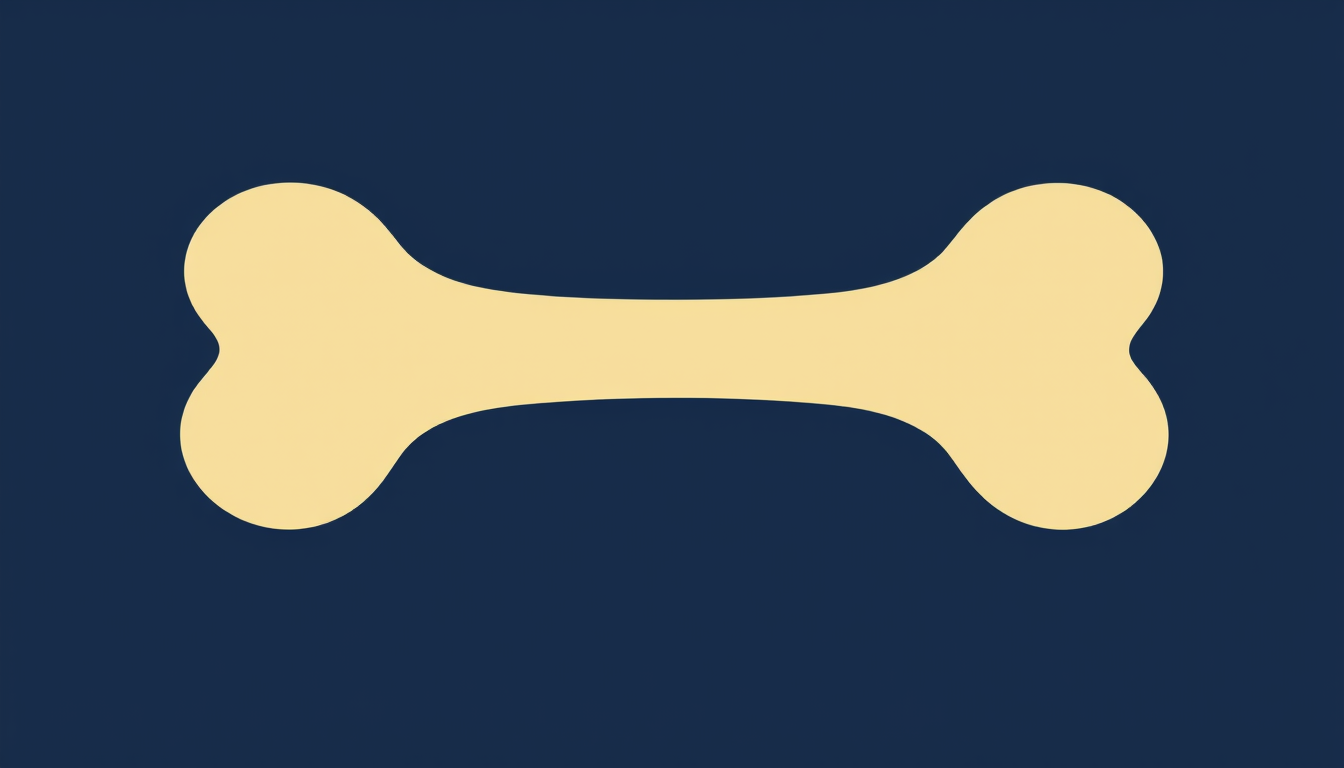 Main art studio: A single large, symmetrical classic dog bone silhouette, shaped like the bone motif. One bone only, centered horizontally, with two rounded ends on ea