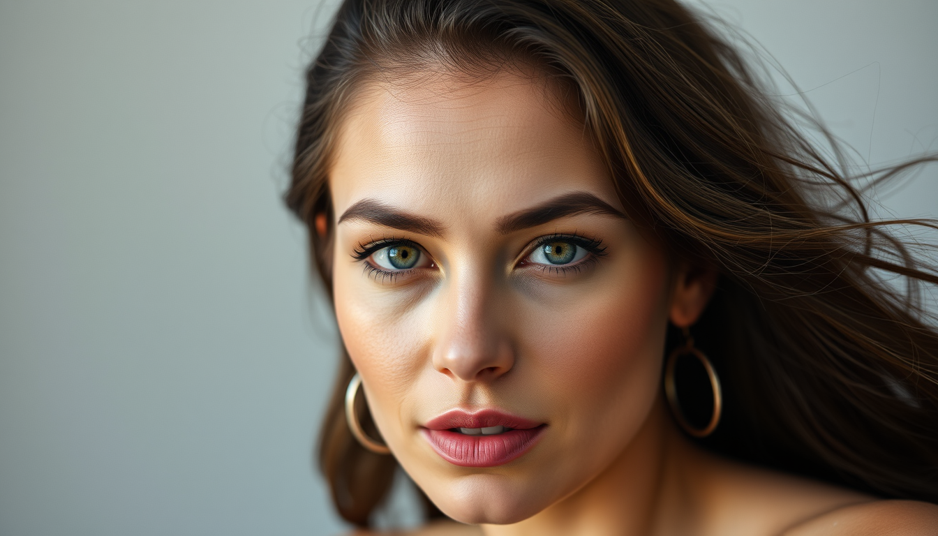Portraits idea: portrait, detailed face, natural lighting, compelling expression, Fait une femme avec des formes extrêmement volumineuse et nue tout entier , high qua