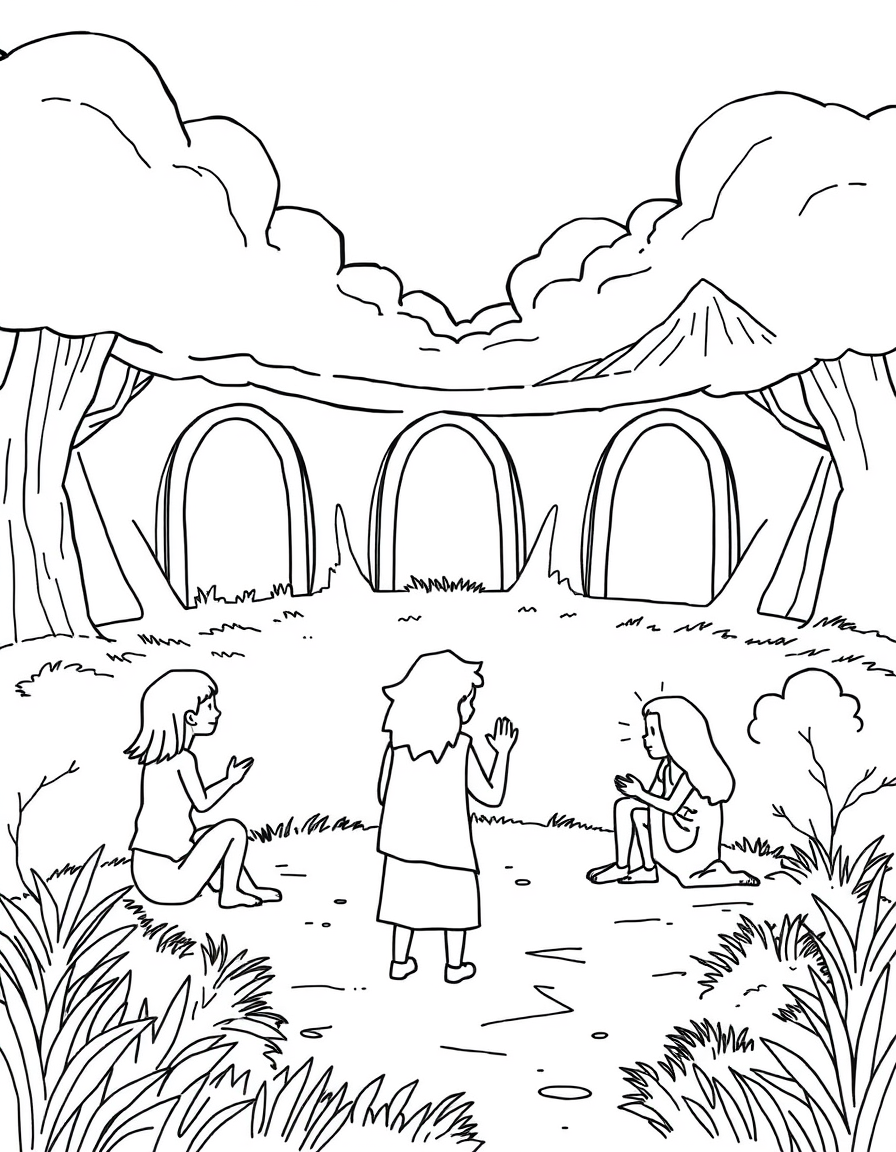 Main art studio: Create images that tell a story in simple black and white outline with no grayscale or shading.