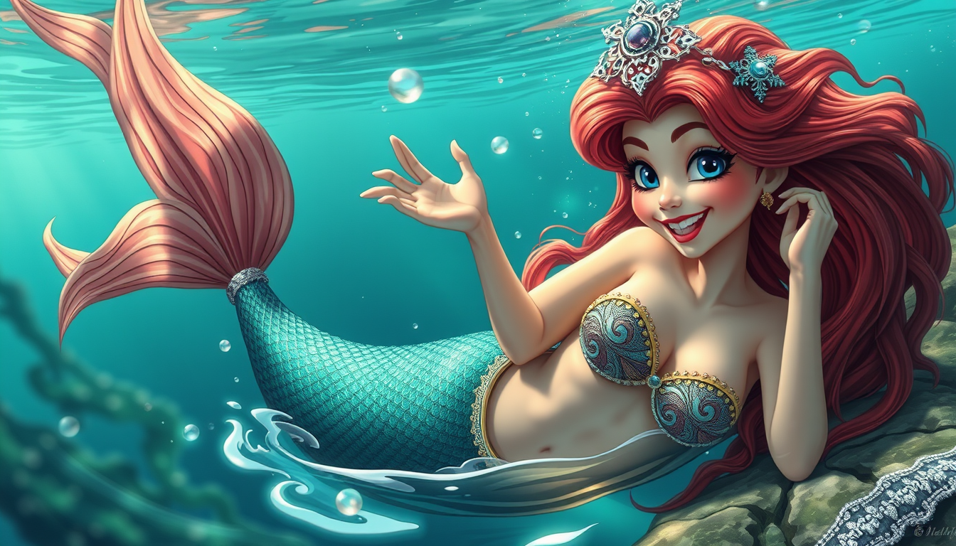 Main art studio: super funny and goofy magical mermaid and realistical looking