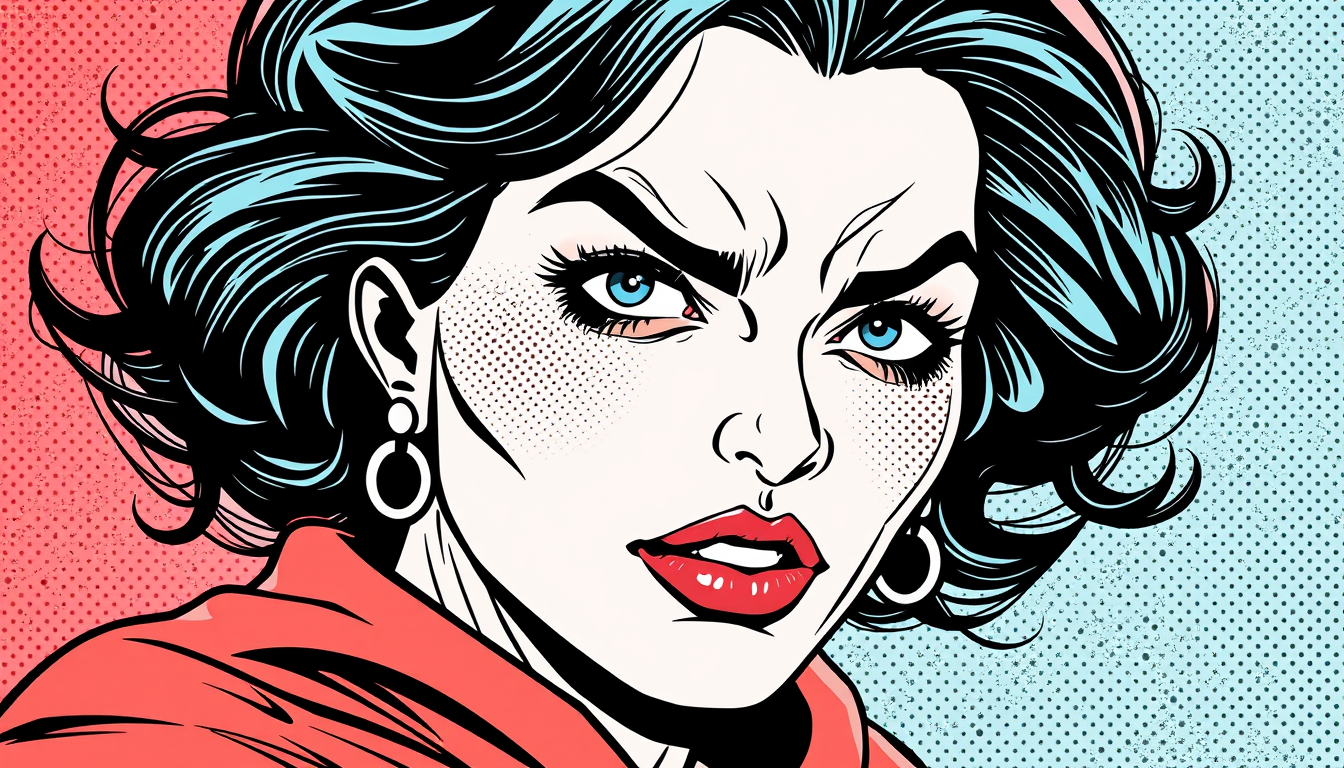 Comic Book idea: comic book style, bold lines, halftone dots, Пик из 13 карт как в каноне стоит дерда свой огромный ключ , Marvel/DC style illustration, dramatic compo