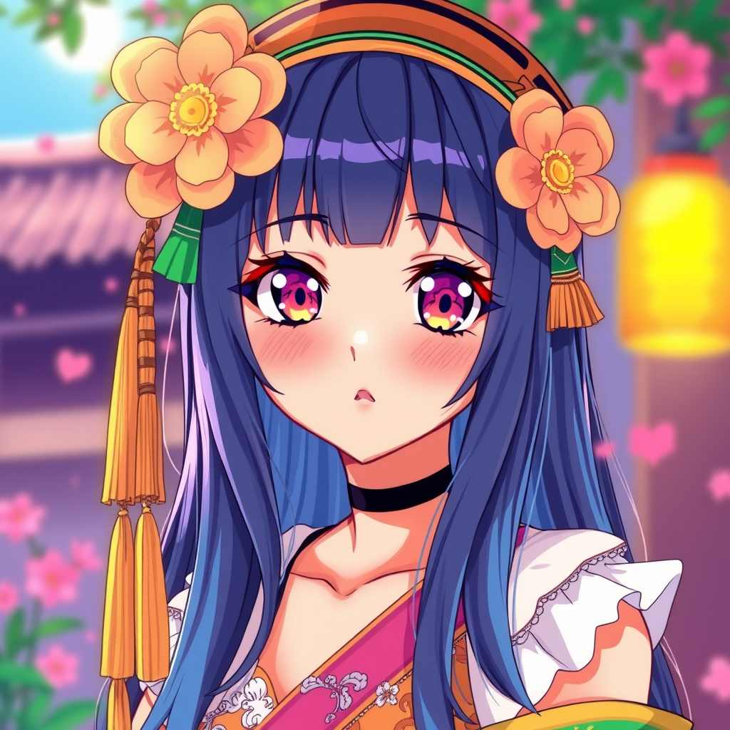 Anime idea created from the prompt: anime style, vibrant colors, expressive eyes, Jeune femme indienne , detailed anime illustration