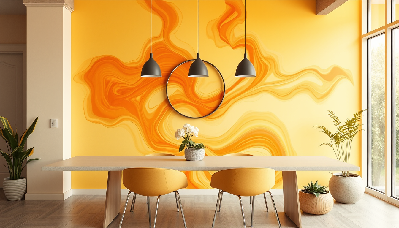Main art studio: Orange/Yellow flow paint colours image