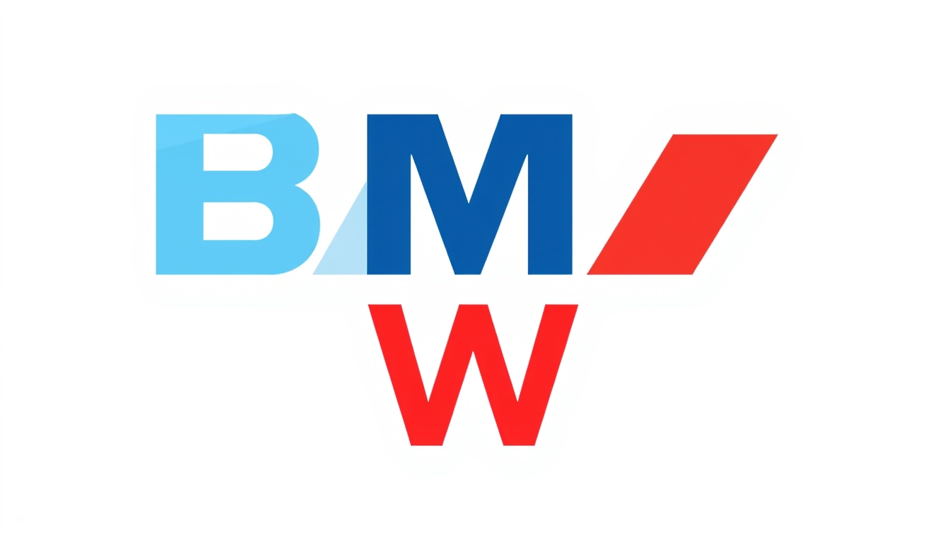 Main art studio: Create a clean, minimalist vertical automotive logo design. The letters "B", "M", and "W" are arranged vertically from top to bottom, centered and eve