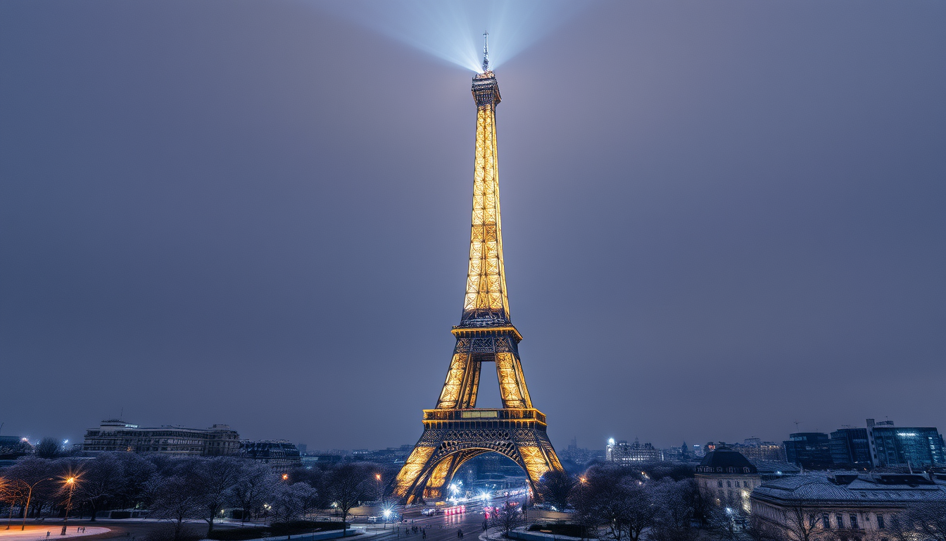 AI Art prompt example created from the prompt: effiel tower in the winter paris