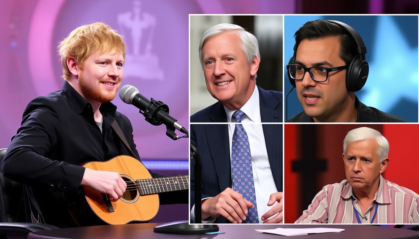AI Art prompt example created from the prompt: Tim discusses the Ed Sheeran controversy, Kash Patel making a fool of himself yet again, Mitch McConnell returning to the Senate somehow sti