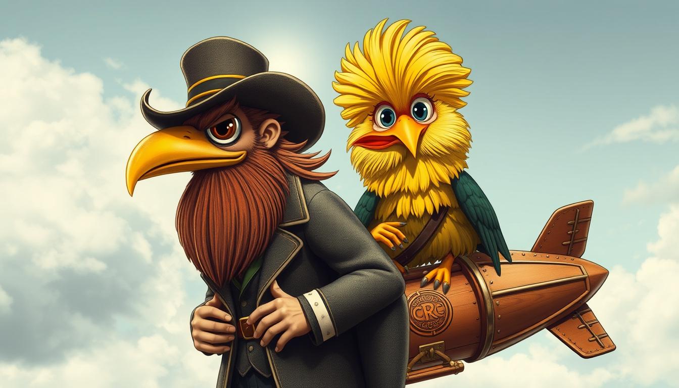 Main art studio: Un bardo con una barba lunga, robusto, un cappello da cowboy e una giacca di pelle con una voglia a forma di cuoricino vicino all'occhio sinistro, mol