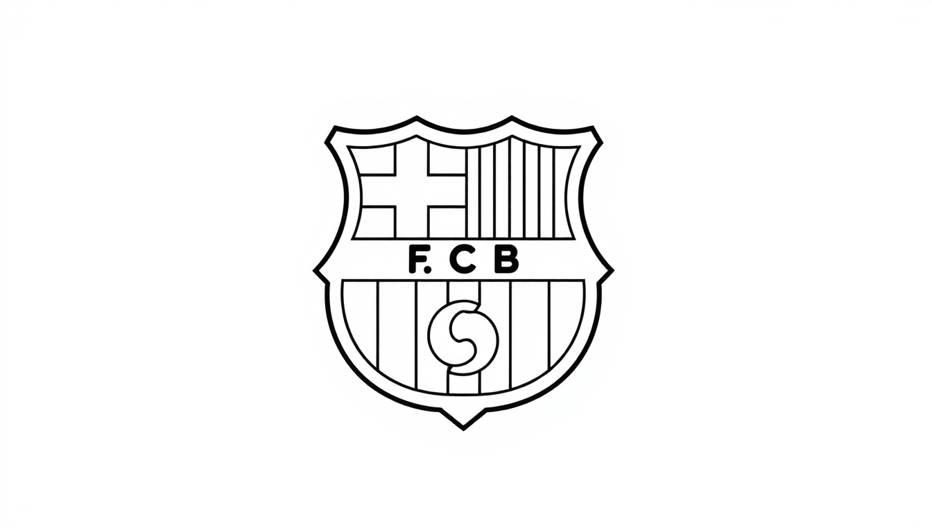 AI Coloring Page idea created from the prompt: black-and-white coloring page, bold clean outlines, large enclosed areas, no shading, dessin du logo du fc barcelone , printable coloring bo