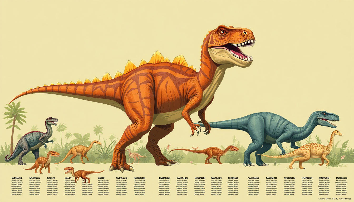 Main art studio: Erstelle ein Poster wo 1.850 Dinosaurier sind also die Namen und 500 Dinosaurier hybride Namen
