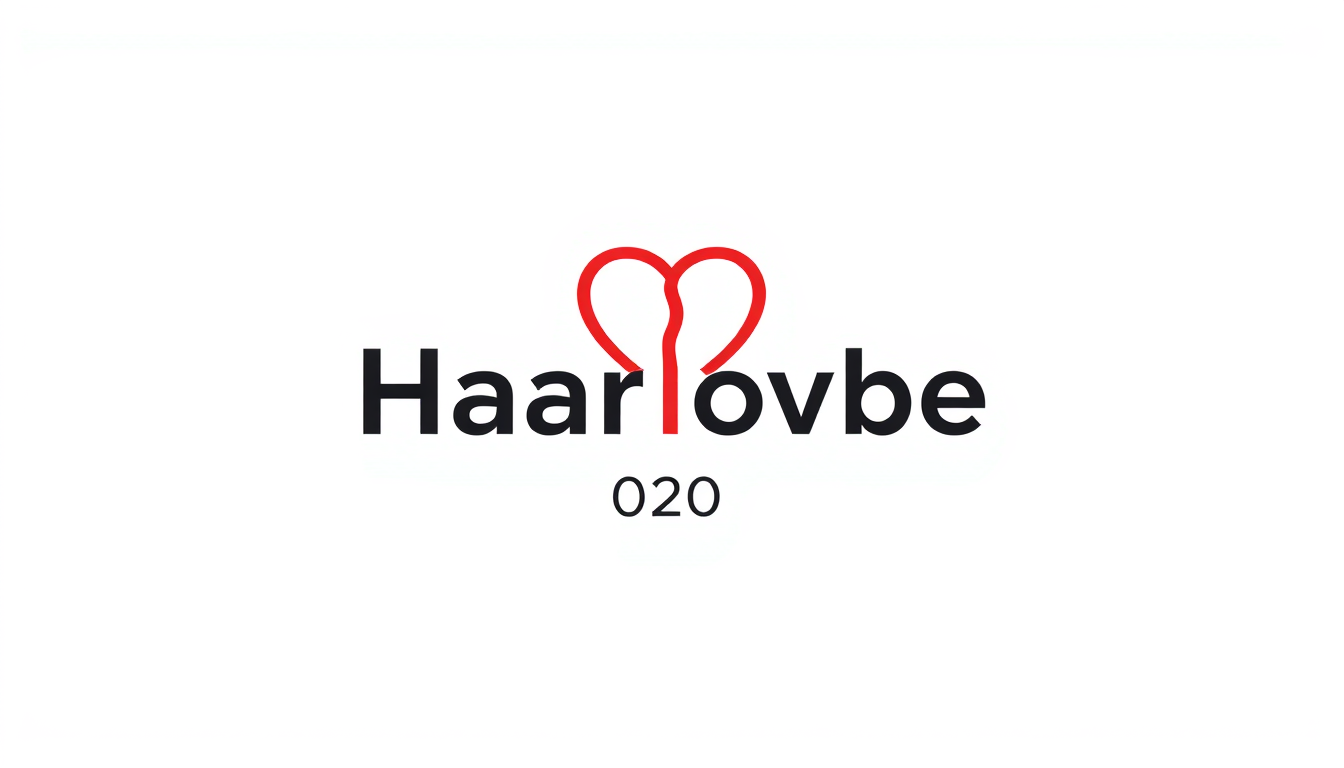 Logo idea: logo design, clean minimal mark, bold simple shapes, balanced composition, (Haarliebe 2020)und dann beide 2en sollen vor sich stehen wie ein Herz und 