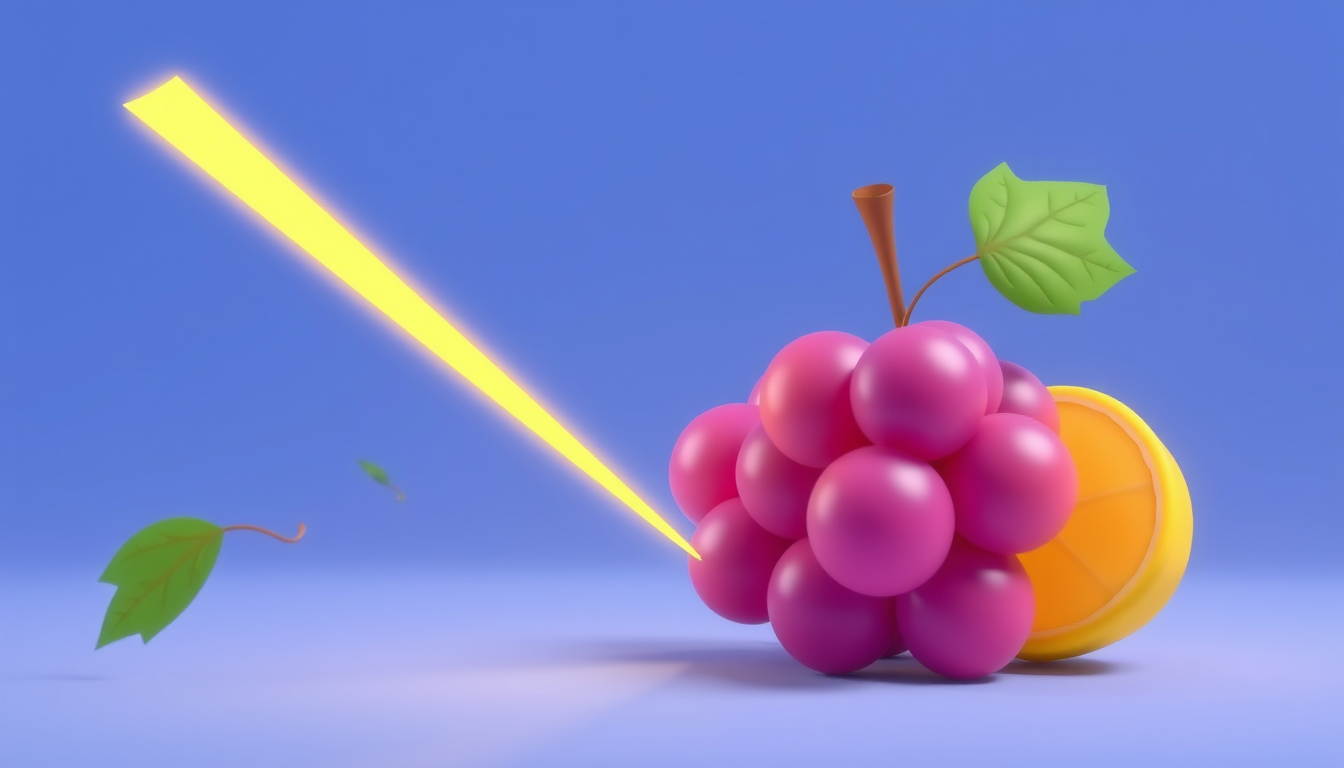 Main art studio: a grape with a yellow bolt animated