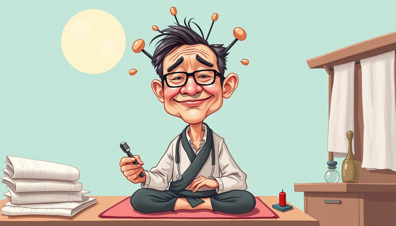 Main art studio: Acupuncturist caricature