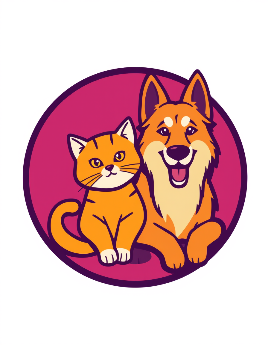 AI Art prompt example created from the prompt: maak een logo met de school en een kat en hond en met de leters jvks