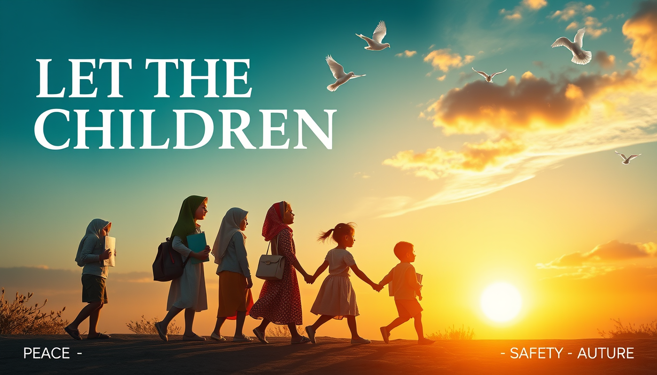 Main art studio: Create a beautiful, emotional awareness poster about Palestinian children. Use the headline **“LET THE CHILDREN LIVE”** in large, elegant letters. Sho