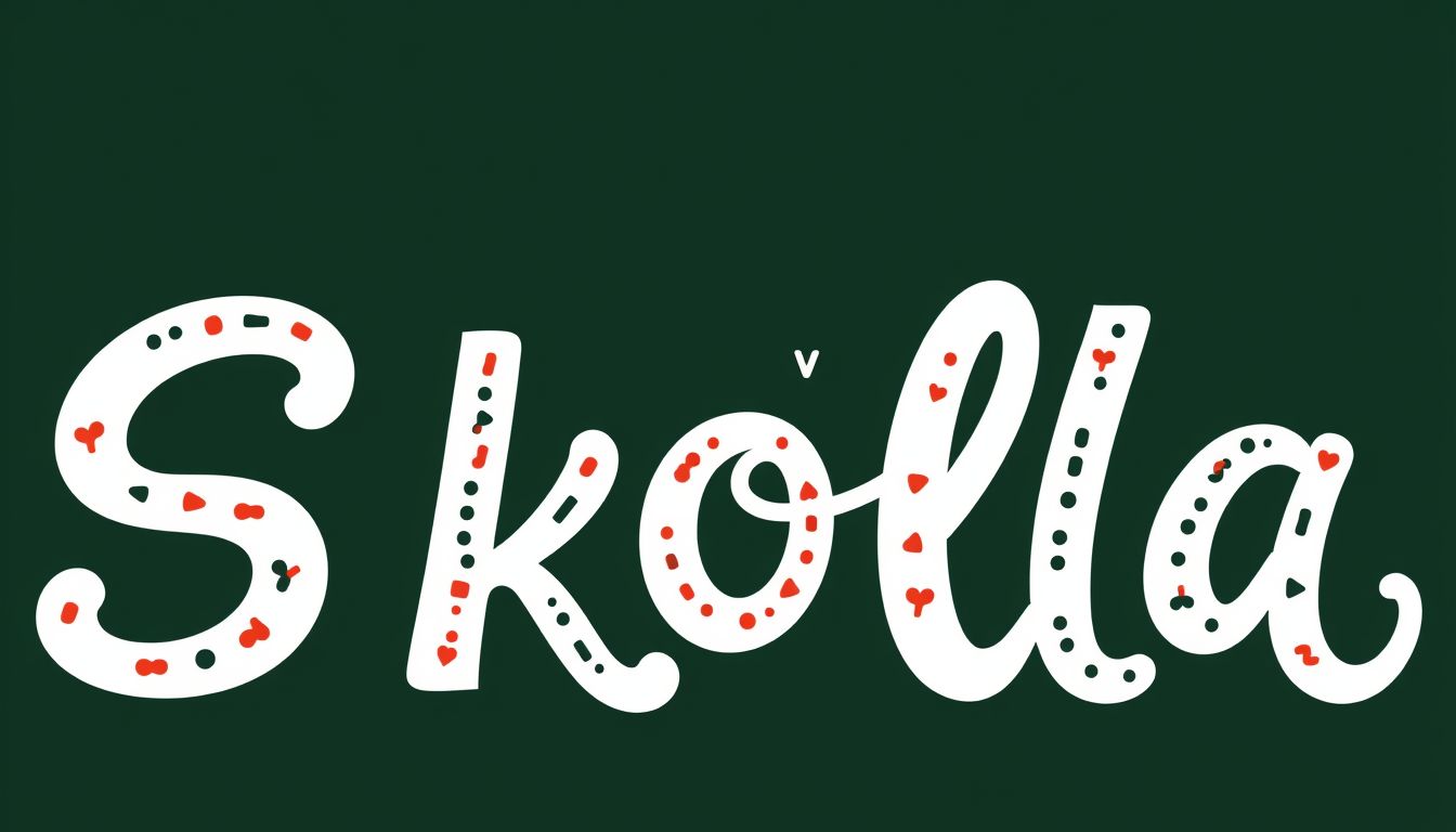 Word Art idea created from the prompt: decorative word art, stylized typography, artistic lettering, Vytvor veľký ozdobný nápis „Skola“. Každé písmeno je vytvorené z pestrofarebný