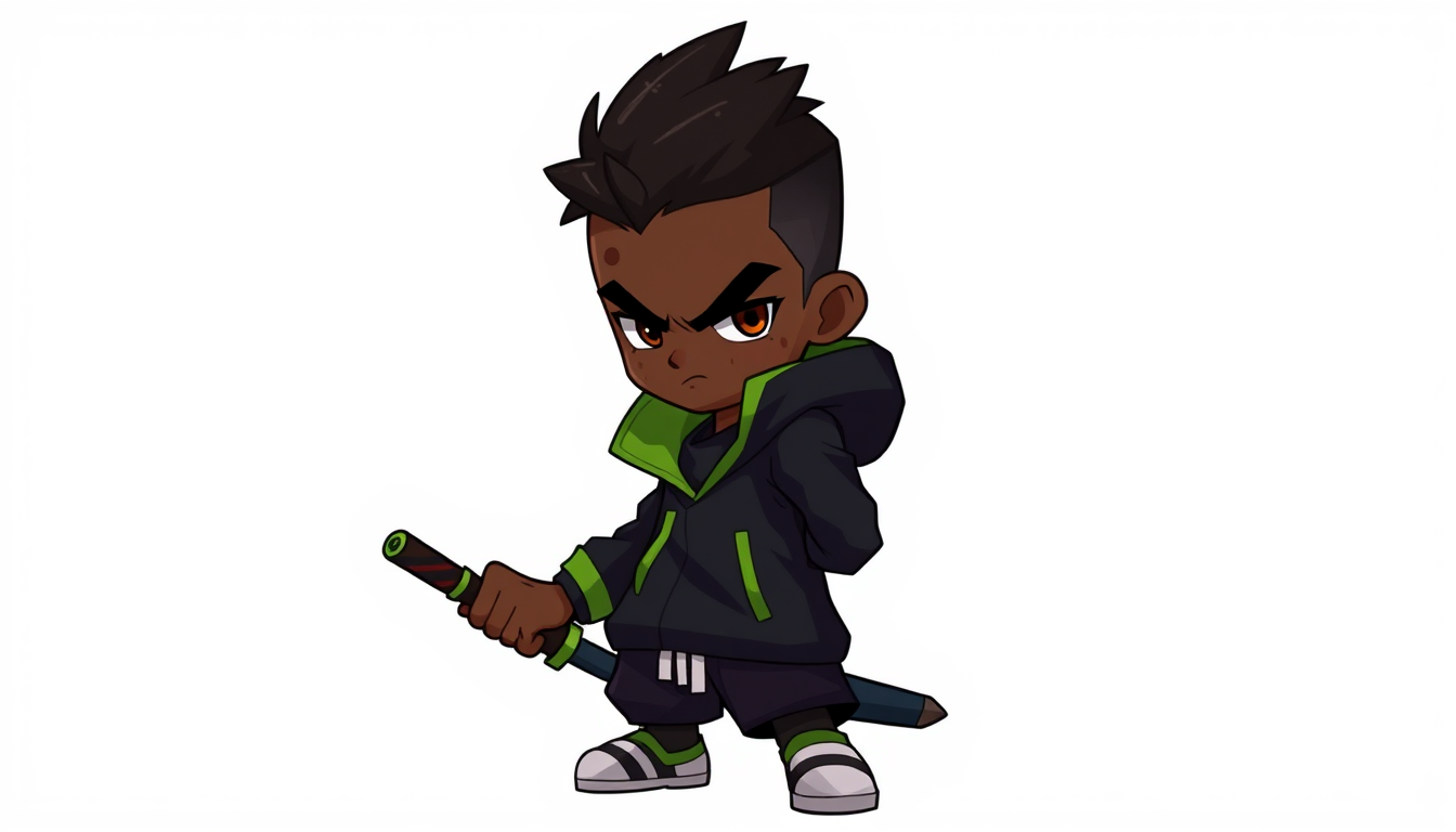 Sprite idea created from the prompt: a single readable game sprite with a controlled silhouette, palette, scale, and viewing angle, deliberate composition, Chanani, Nigerian tee