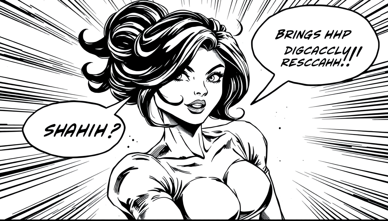 Comic idea: comic panel, bold inks, halftone shading, speech-bubble ready composition, Female vegeta , dynamic comic illustration, action-pose framing
