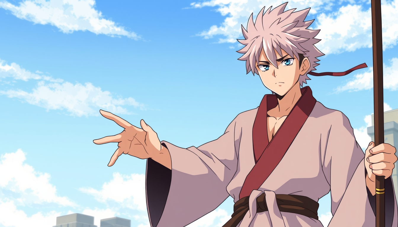 AI Art prompt example created from the prompt: Crie um personagem de anime parecido com o gojo do anime jujitsu kaisem