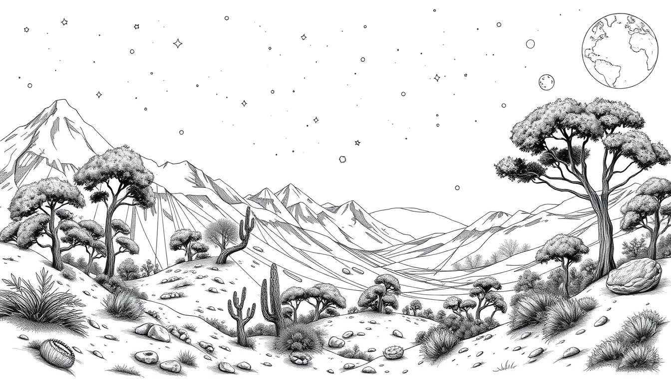 Main art studio: Ilustración: calendario y raíces observadas todo en blanco y negro la imagen