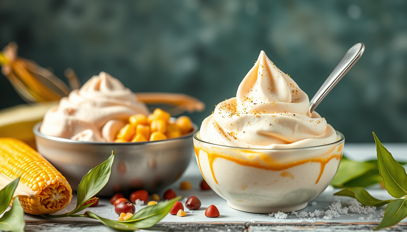 Main art studio: me puedes generar un banner creativo de helados de 7 semillas que sea con sus respectivos ingredientes como quinua kiwicha habas cebada trigo maiz y a