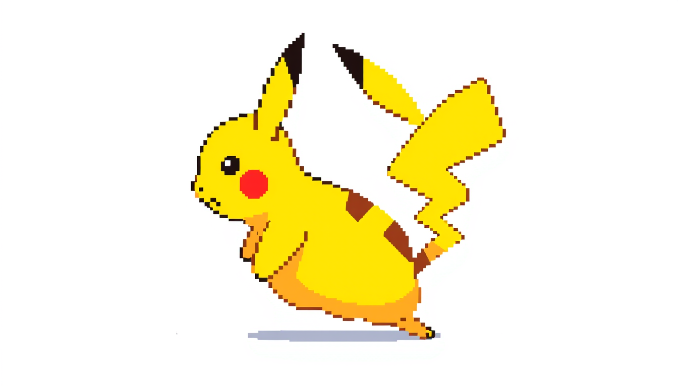 Main art studio: Pikachu posicion lateral de lado de 16 bits 3 tipos de caminata