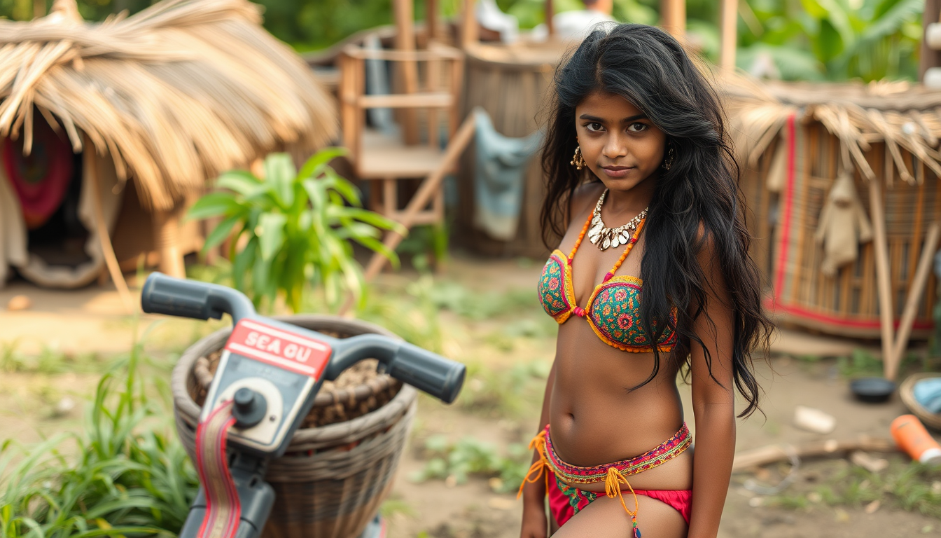 Main art studio: Indian village girl micro bikini