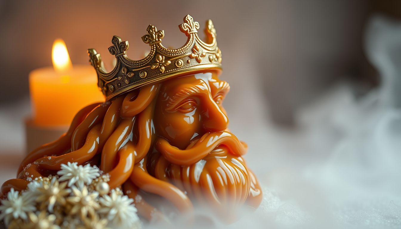 Main art studio: Caramel KING. A royal king made out of caramel