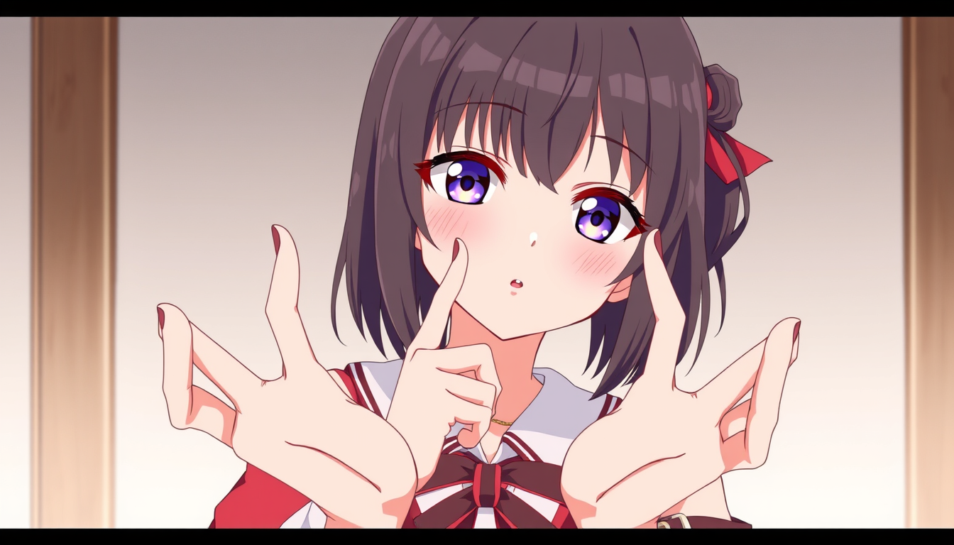 AI Art prompt example created from the prompt: Hands pose feminine, girl cute anime.