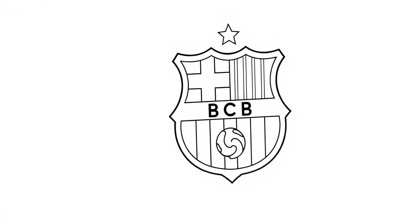 AI Coloring Page idea created from the prompt: black-and-white coloring page, bold clean outlines, large enclosed areas, no shading, dessin du logo du fc barcelone avec étapes : avec des 