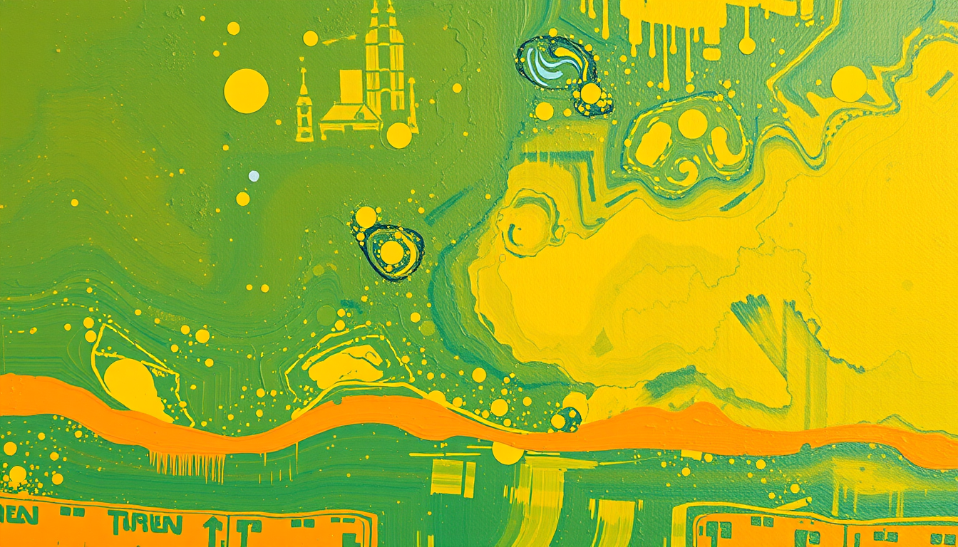 Main art studio: Orange/Yellow folw paint art
