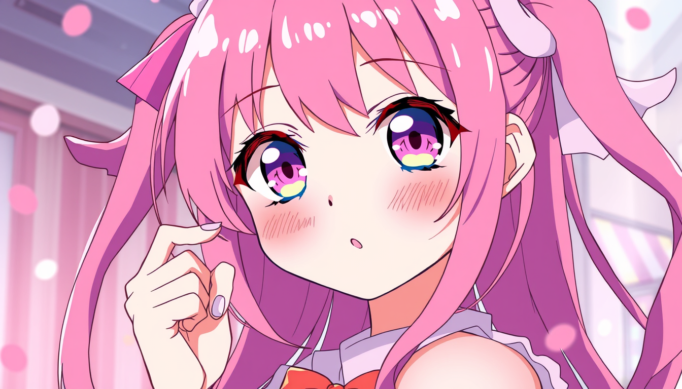 Anime idea created from the prompt: anime style, vibrant colors, expressive eyes, girl kawaii pink , detailed anime illustration