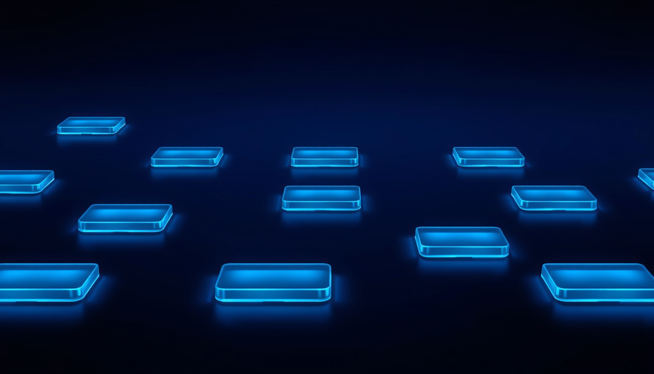 AI Art prompt example created from the prompt: Create a premium 16:9 widescreen Windows desktop wallpaper, 1920x1080, with a sophisticated futuristic technology aesthetic. Deep navy blue 
