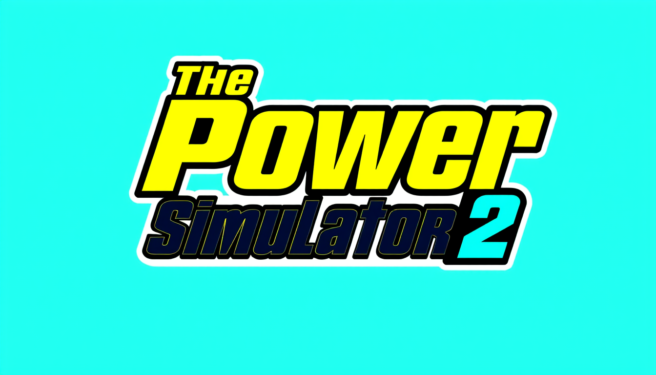 Logo idea: logo design, clean minimal mark, bold simple shapes, balanced composition, Gaming logo for "The Power Simulator 2", bold futuristic typography, bright