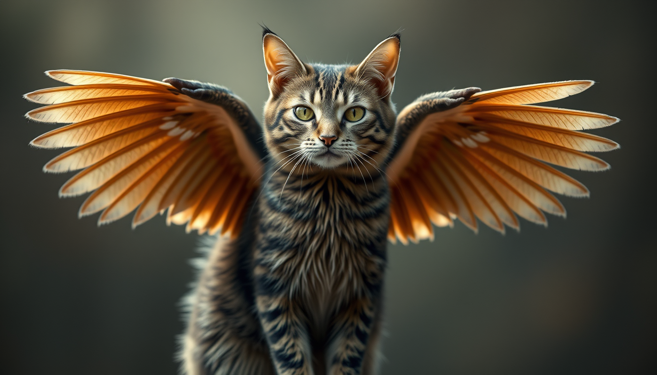 Main art studio: can you make a cat with bird wings and a beak, with two wings and a bigger beak