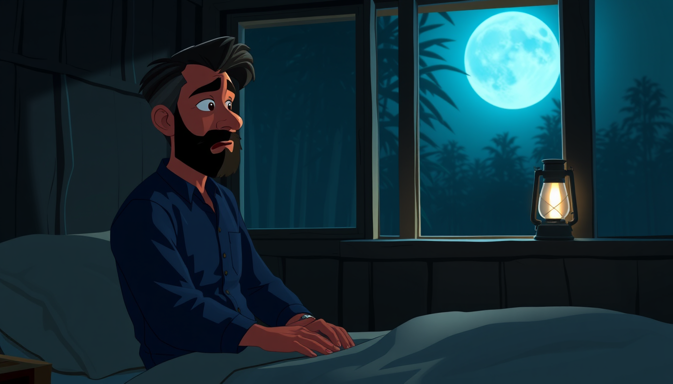 Main art studio: Use the same Rashed reference image: mature Bengali man, age 28, , beard, hairstyle, skin tone, and navy-blue outfit. Semi-realistic 3D cartoon Bengal