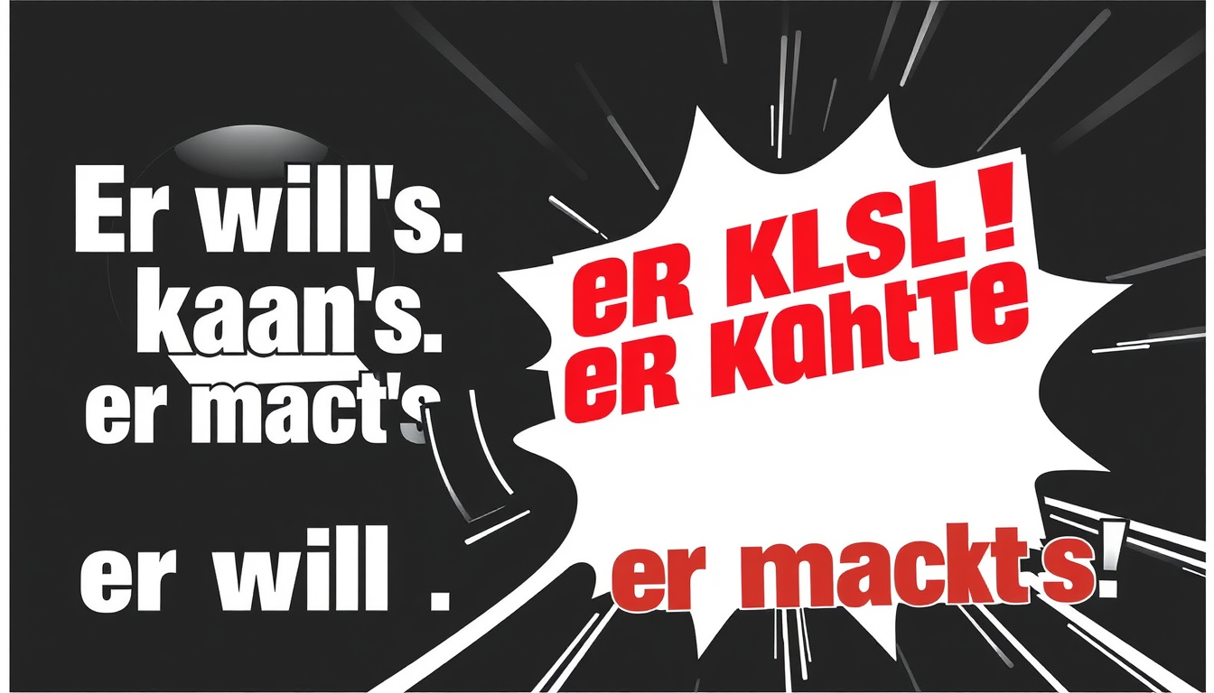 Posters idea: poster design, bold striking composition, strong focal point, space for headline, musa schülersprecher gaballte talker power, er will's er kann's er m