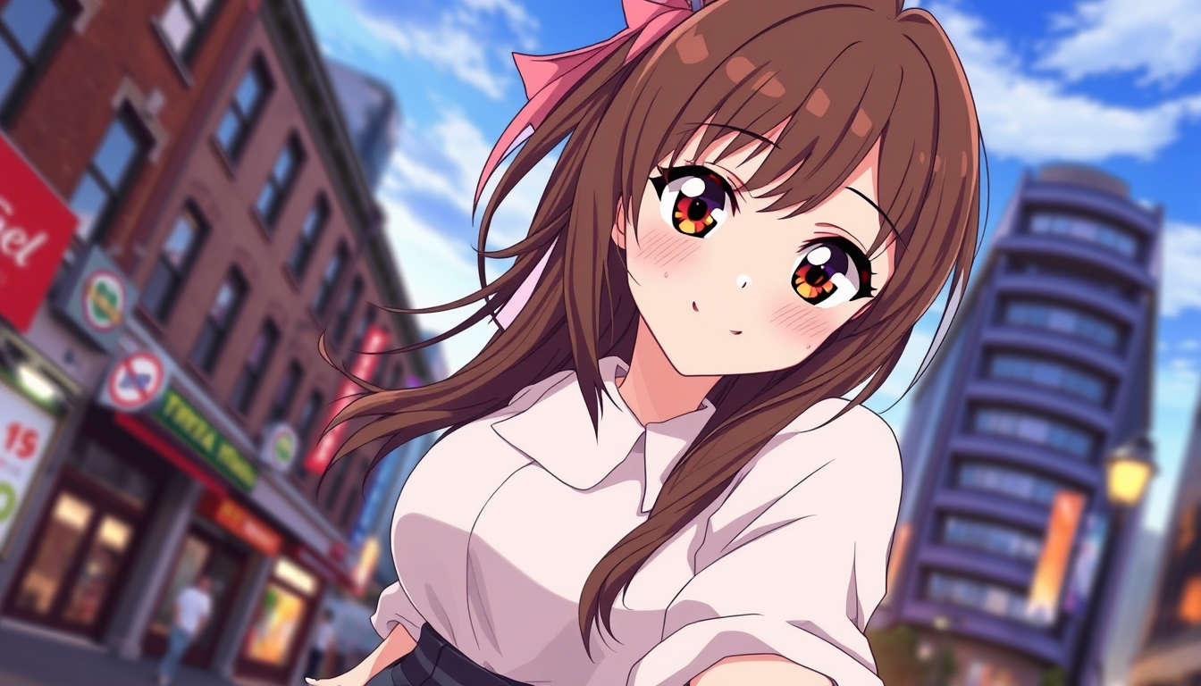 Photo To Anime idea created from the prompt: anime style portrait from the photo, cel shading, vibrant anime colors, expressive eyes, anime, a girl, smiling, looking at viewer, brown ha
