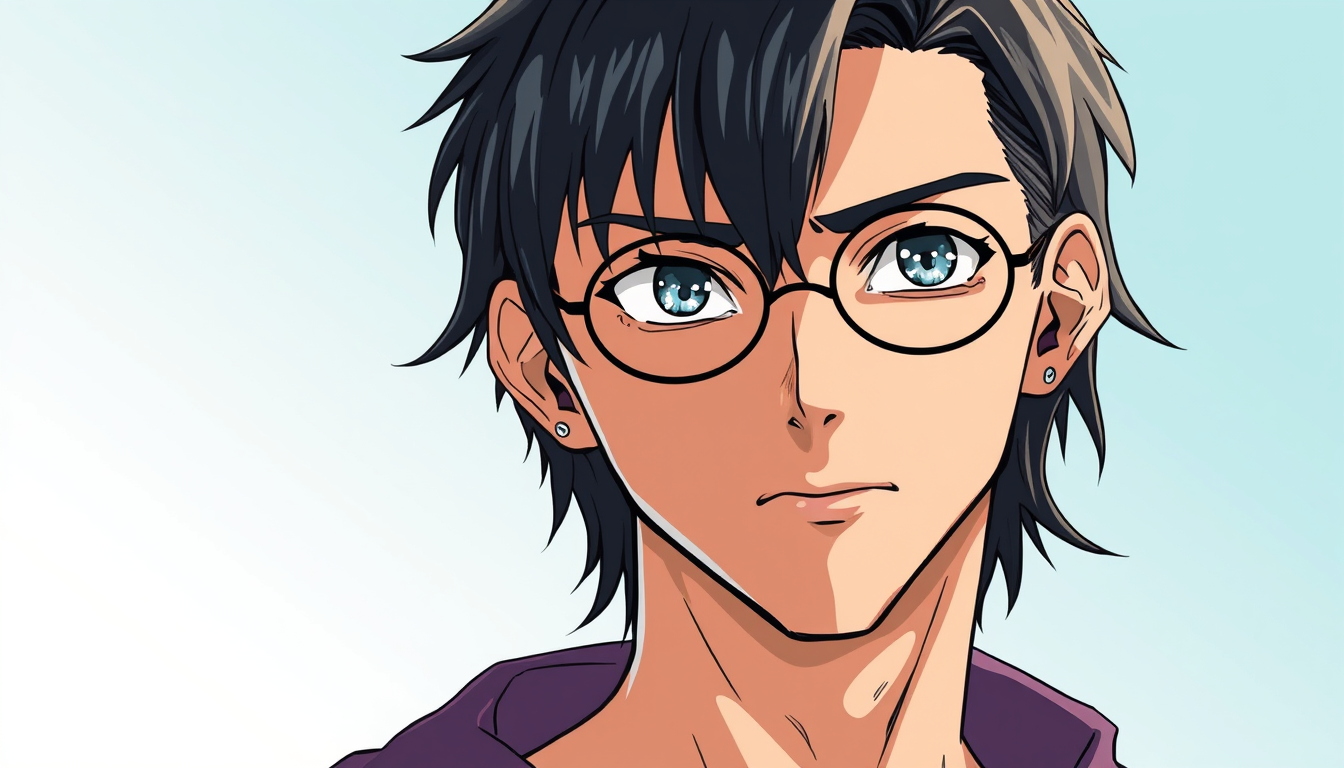 Anime idea: anime style, vibrant colors, expressive eyes, Dans un style manga japonais (pas de planche de manga) génère l'image d'un homme de 25 ans, assez grand,