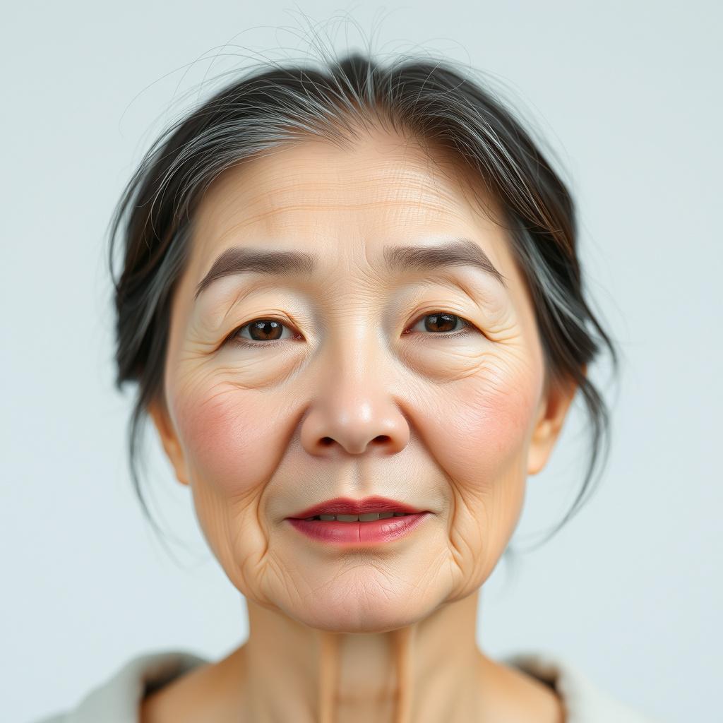 Main art studio: Please generate a facial image demonstrating treatment effects such as improved skin elasticity and the reduction of fine lines. The subject should be