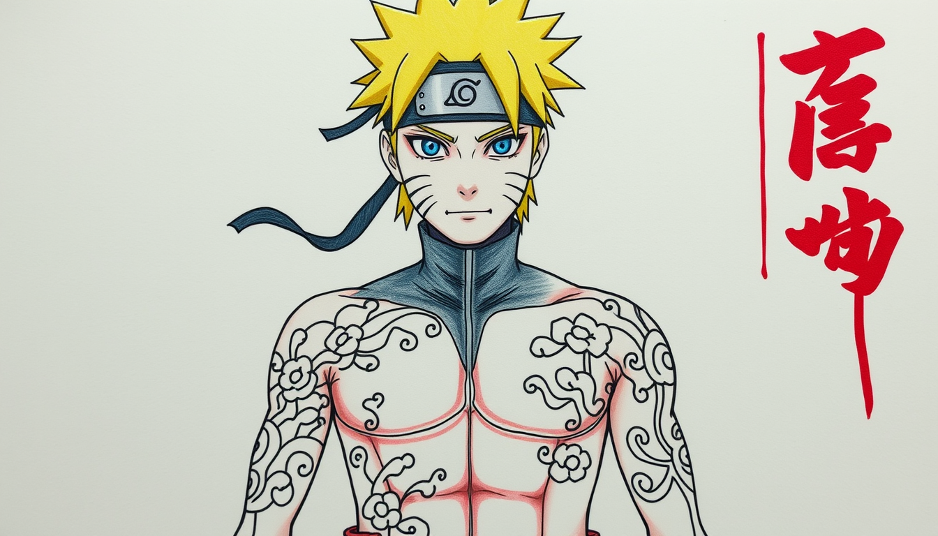 Main art studio: Una rana disegnata come i tatuaggi tradizionali giapponesi sul coprifronte di jiraya personaggio di Naruto
