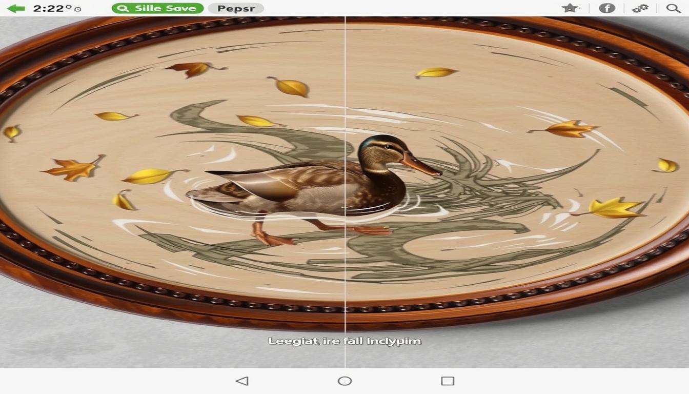 Main art studio: Let the duck walk and the leaves falling beside him
