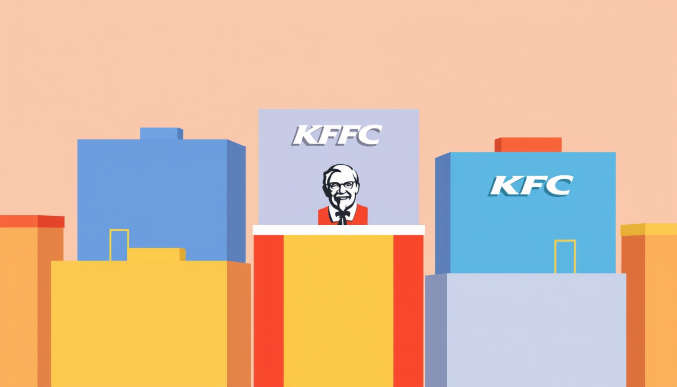 Main art studio: office buildings based of kfc and their colours