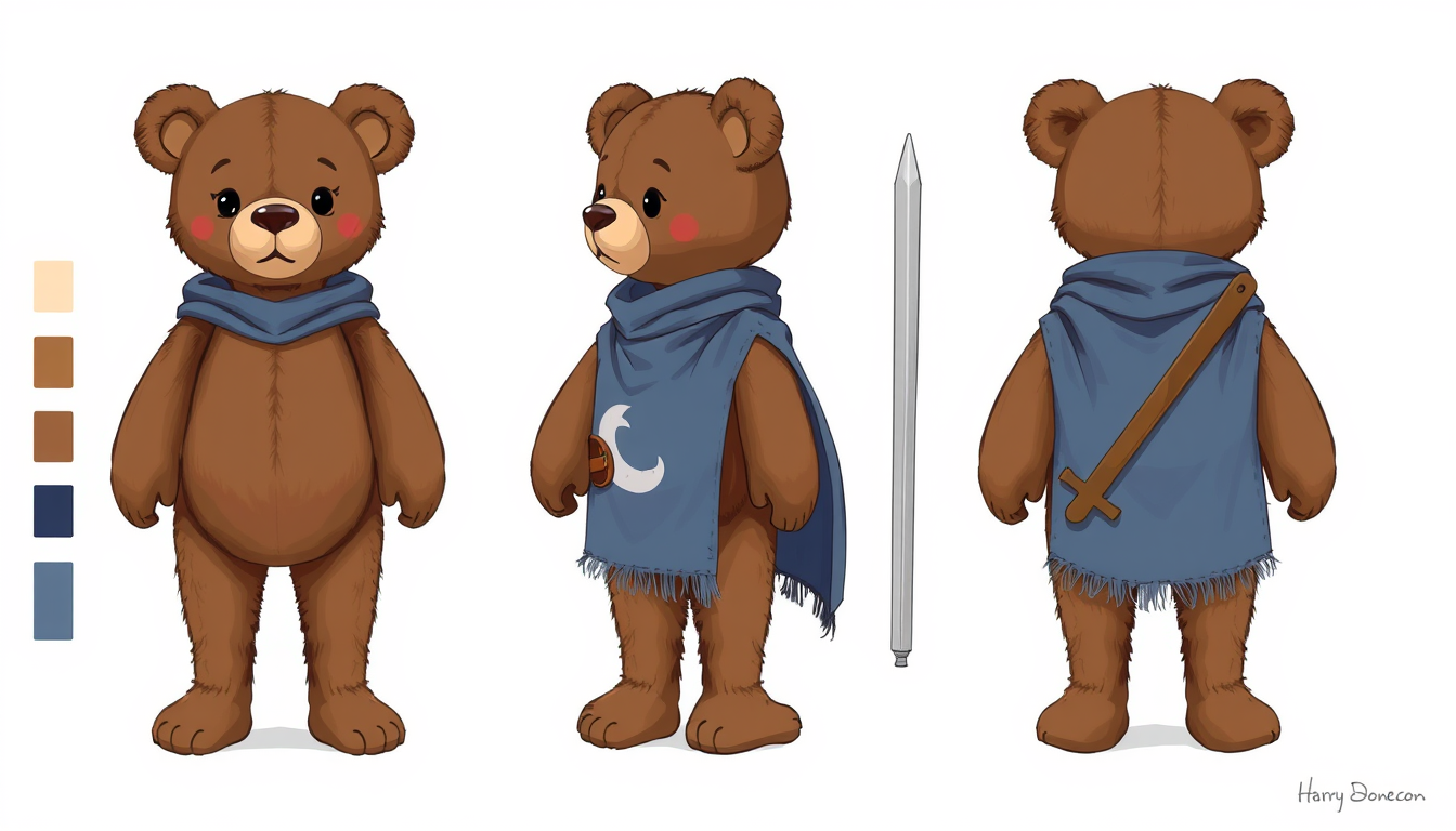 Character Sheet idea created from the prompt: a visual character reference sheet with a dominant full-body view, controlled details, palette swatches, and supporting expressions or acces